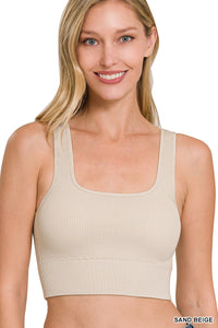 Cropped Ribbed Tank *with removable bra pads*
