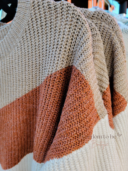 Ribbed Autumn Chevron Sweater- Curvy