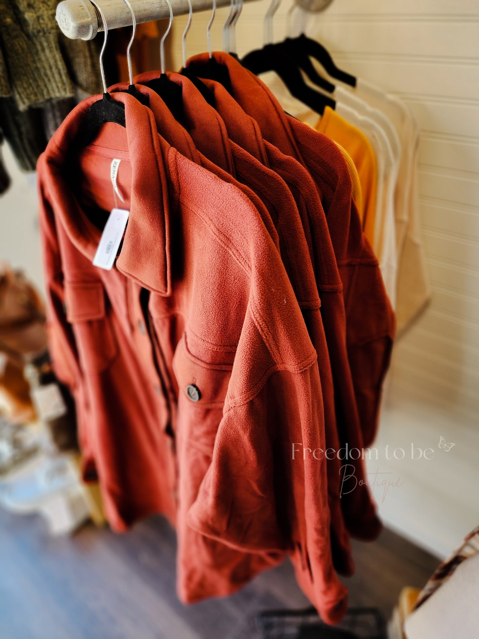 Soft Oversized Fleece Shacket- Rust (S-3X)