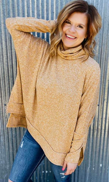 Brushed Oversized Mustard Sweater Top